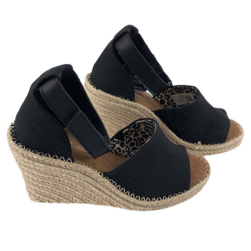 Toms Black High Canvas Wedge Heel | Women's Size 7